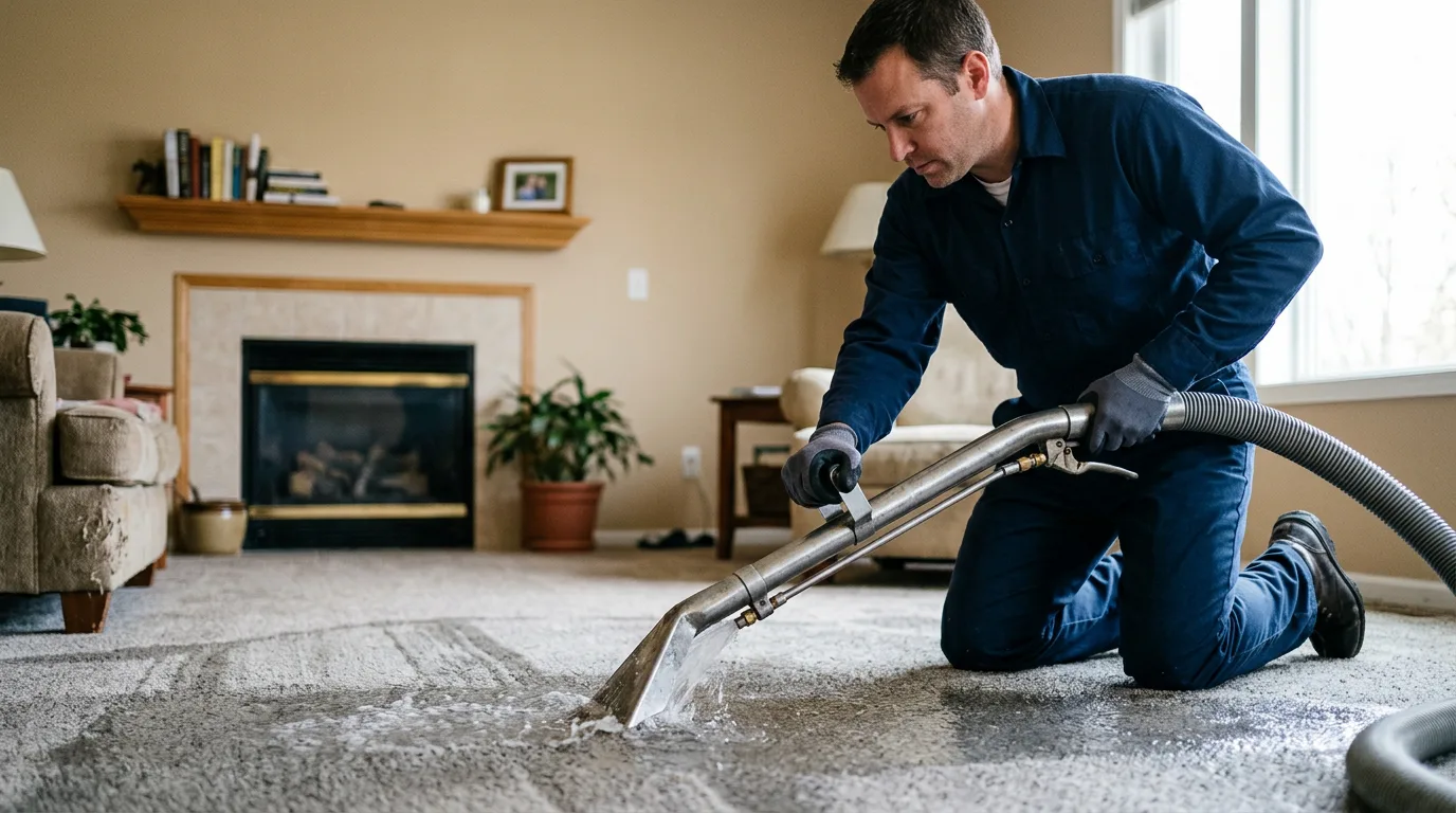 Water damage restoration technician working near Marshall, CA